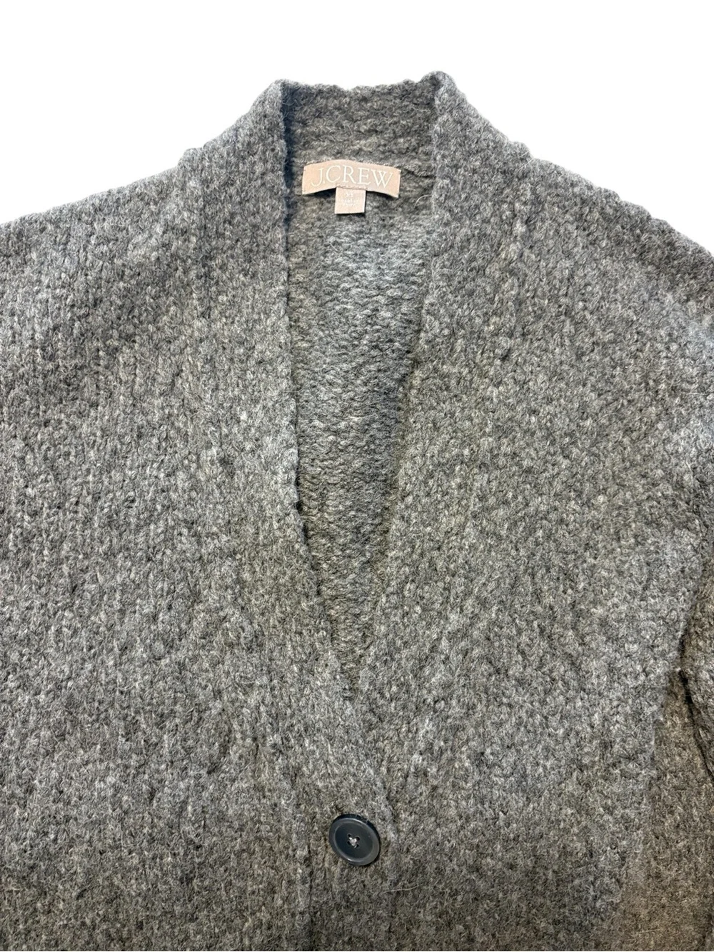 J. Crew Relaxed Cardigan in Textured Yarn Size XS Grey Oversized Wool Layering